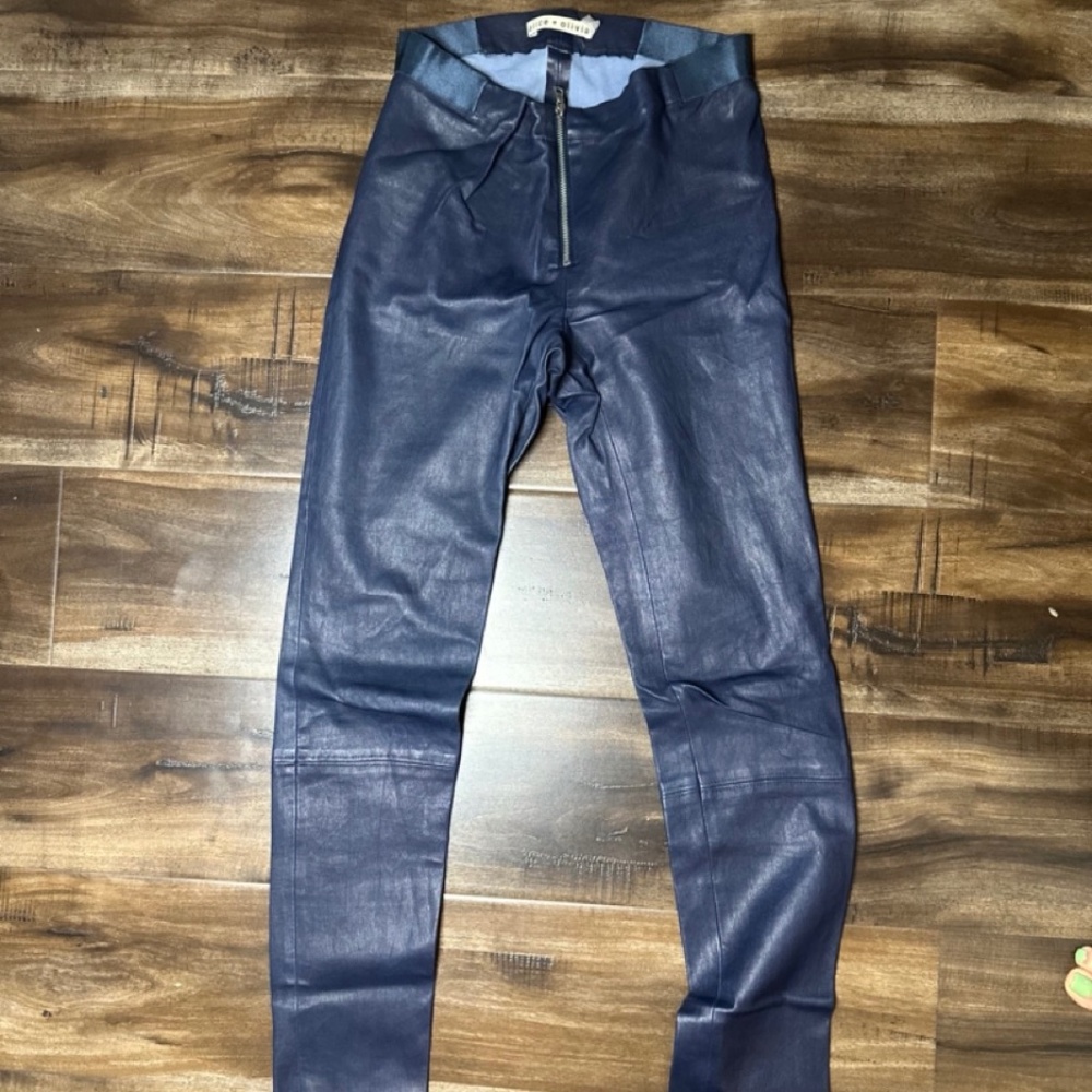 Super Chic and Sexy Alice & Olivia Blue Leather Pants - MADE IN USA